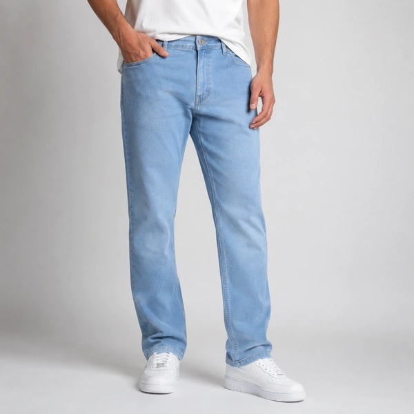 Guess What Men's Light Blue Regular Fit Jeans | Ice Wash Classic Denim | Guess What - 38, Light Blue