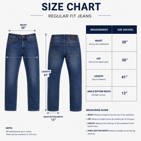 Guess What Men's Mid Blue Regular Fit Jeans | Crinkle Wash Denim | Guess What - 30, MID BLUE