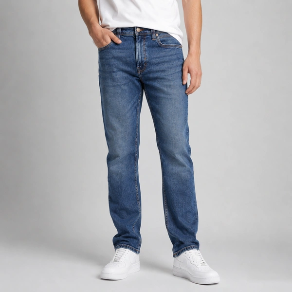 Guess What Men's Mid Blue Regular Fit Jeans | Crinkle Wash Denim | Guess What - 30, MID BLUE