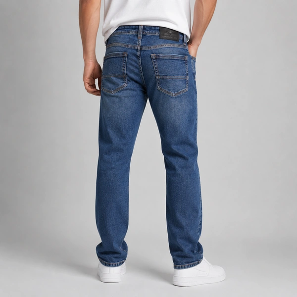 Guess What Men's Mid Blue Regular Fit Jeans | Crinkle Wash Denim | Guess What - 30, MID BLUE