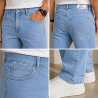 Guess What Max Blue Men's Light Blue Straight Fit Jeans | Ice Wash Clean Denim | Guess What - 40, Light Blue