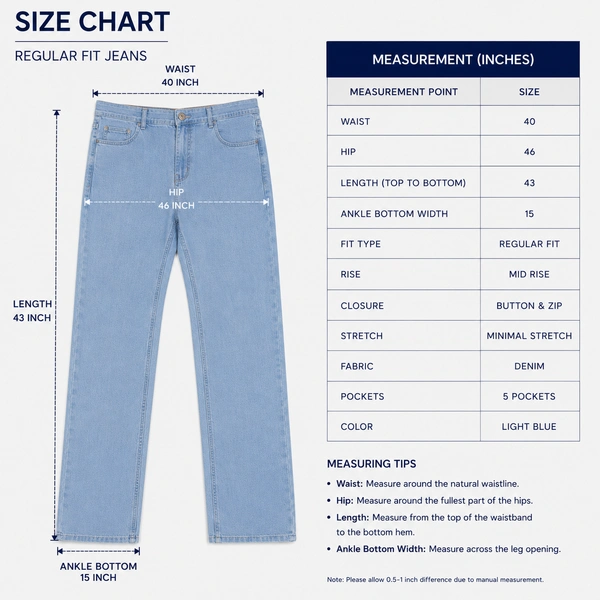 Guess What Max Blue Men's Light Blue Straight Fit Jeans | Ice Wash Clean Denim | Guess What - 40, Light Blue