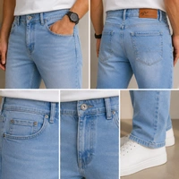 Guess What Max Blue Men's Ice Blue Straight Fit Jeans | Relaxed Light Wash Denim | Guess What - 32, Light Blue