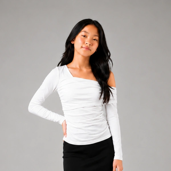 Guess What Girls' White Off-Shoulder Ruched Top | Long Sleeve Teen Fashion | Guess What - 15 -16 Years, White