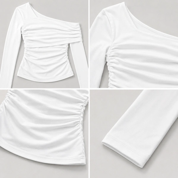 Guess What Girls' White Off-Shoulder Ruched Top | Long Sleeve Teen Fashion | Guess What - 15 -16 Years, White