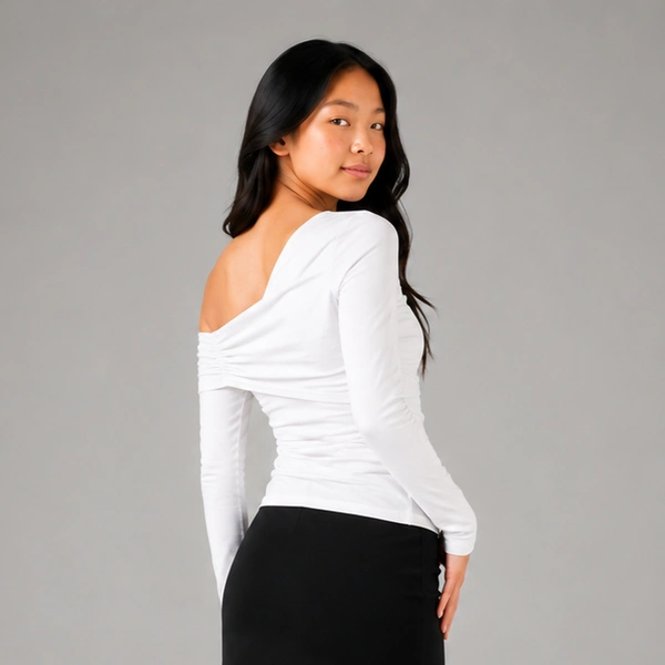Guess What Girls' White Off-Shoulder Ruched Top | Long Sleeve Teen Fashion | Guess What - 15 -16 Years, White