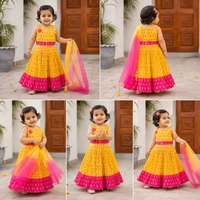Guess What Baby Girls Yellow & Pink Floral Lehenga Choli Set with Dupatta | Festive Ethnic Wear | Guess What - 2 - 3 Years, Pink & Yellow