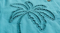 Guess What Lee Cooper Women's Teal Cropped Shirt | Palm Lace Embroidery | Guess What - S, Aqua Blue-Green