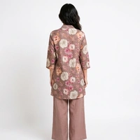 Guess What Women's Dusty Rose Floral Tunic Co-ord Set | Linen Blend | GuessWhat - XXL, DUSTY ROSE
