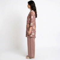 Guess What Women's Dusty Rose Floral Tunic Co-ord Set | Linen Blend | GuessWhat - XXL, DUSTY ROSE