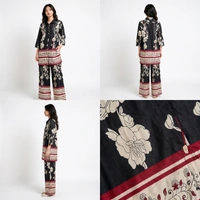 Guess What Women's Black Floral Print Co-ord Set | Shirt & Wide Leg Pants | Guess What - M, Black