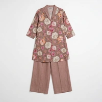 Guess What Women's Dusty Rose Floral Tunic Co-ord Set | Linen Blend | GuessWhat - XXL, DUSTY ROSE
