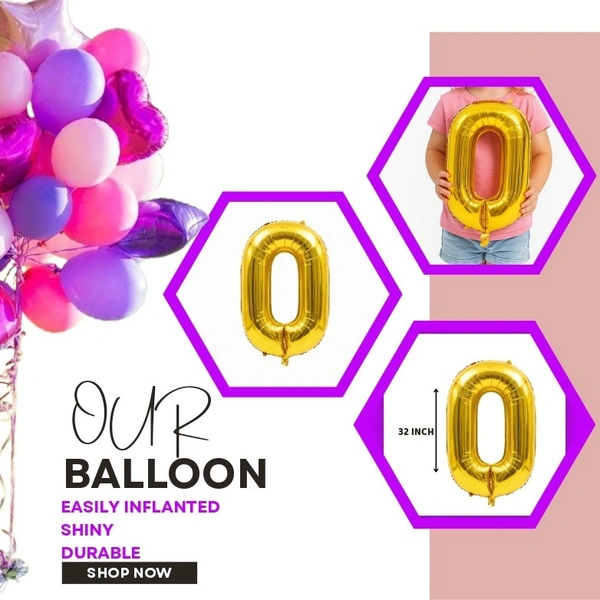 Little Decor 32-Inch Rose Gold Number 0 Balloon - Silver