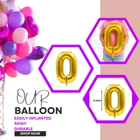 Little Decor 14-Inch Gold Number 0 Foil Balloon - Gold