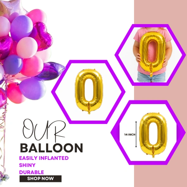 Little Decor 14-Inch Gold Number 0 Foil Balloon - Gold