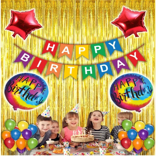 Little Decor Happy Birthday Decoration Kit – Red & Gold Theme (112 PCS) | Premium Party Decoration Combo for Home & Events
