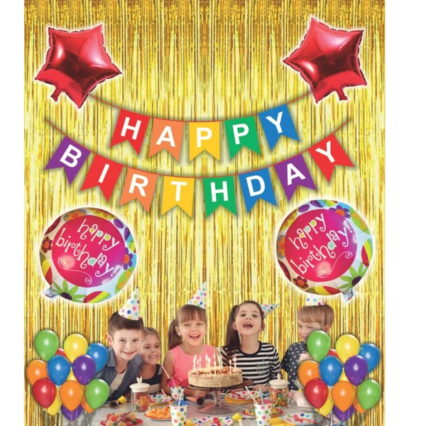 Little Decor Happy Birthday Decoration Kit – Red & Gold Theme (112 PCS) | Premium Party Decoration Combo for Home & Events