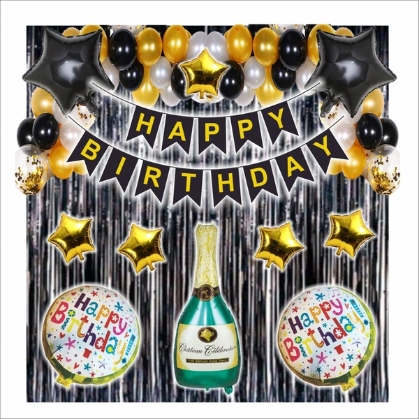Little Decor Black & Gold Birthday Decoration Kit