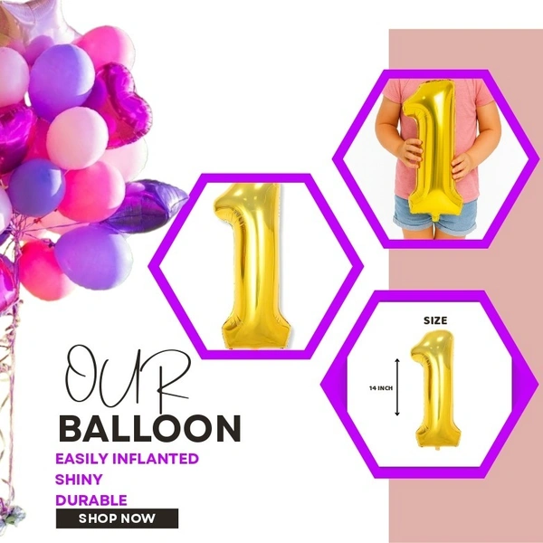 Little Decor 14-Inch Gold Number 1 Foil Balloon - Gold