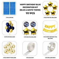 Little Decor 🎉 Happy Birthday Blue Decoration Kit – Premium 117 PCS (Blue & White Theme)