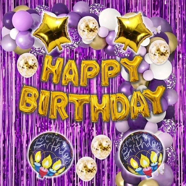 Little Decor 💜✨ Happy Birthday Purple Decoration Kit – Premium 117 PCS (Purple, White & Gold Theme)💜✨ Happy Birthday Purple Decoration Kit – Premium 117 PCS (Purple, White & Gold Theme)