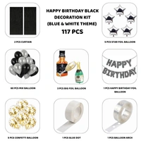 š¤ Happy Birthday Black Decoration Kit ā Premium Black & Silver Theme (117 PCS)