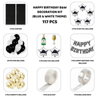 Little Decor Happy Birthday Black & White Decoration Kit – Premium 117 PCS Luxury Balloon Decoration Combo for Men, Women & Couples