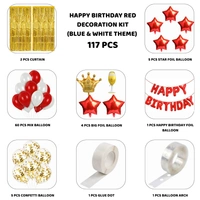 Little Decor Happy Birthday Red Decoration Kit – Premium 117 PCS Red, White & Gold Balloon Decoration Combo for Home Parties