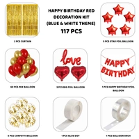 Little Decor Happy Birthday Red Love Decoration Kit – Premium 117 PCS Red & Gold Romantic Birthday Decoration Combo
