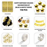 Happy Birthday Golden Decoration Kit – Premium 118 PCS (Black & Gold Theme)