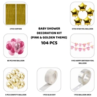 Little Decor Baby Girl Baby Shower & Birthday Decoration Kit – Pink & Golden Theme (104 PCS) | Premium Welcome Baby Girl Decoration Combo