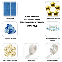 Little Decor Baby Boy Baby Shower & Birthday Decoration Kit – Blue & Golden Theme (104 PCS) | Premium Welcome Baby Boy Decoration Combo