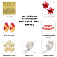 Little Decor Happy Birthday Decoration Kit – Red & Gold Theme (110 PCS) | Premium Party Decoration Combo