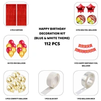 Little Decor Happy Birthday Decoration Kit – Red & Gold Theme (112 PCS) | Premium Party Decoration Combo for Home & Events
