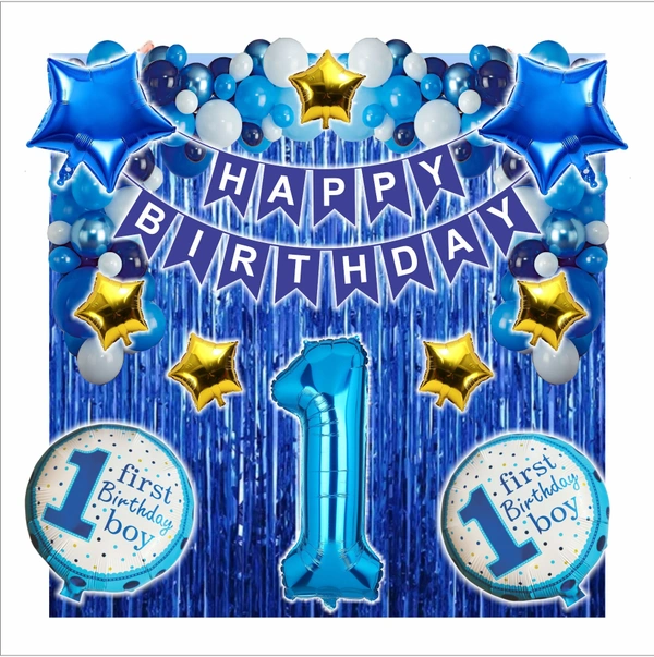Little Decor Blue 1st Birthday Decoration Kit for Baby Boy