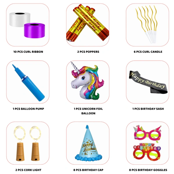 🦄 Unicorn Birthday Decoration Kit – Premium 118 PCS