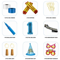 Little Decor 1st Birthday Boy Decoration Kit – Premium 118 PCS Blue & White Balloon Decoration Combo for Baby Boy