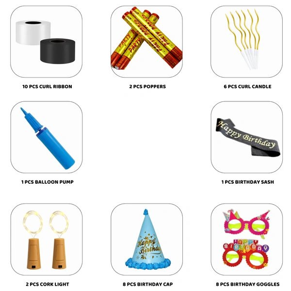 Happy Birthday Golden Decoration Kit – Premium 118 PCS (Black & Gold Theme)