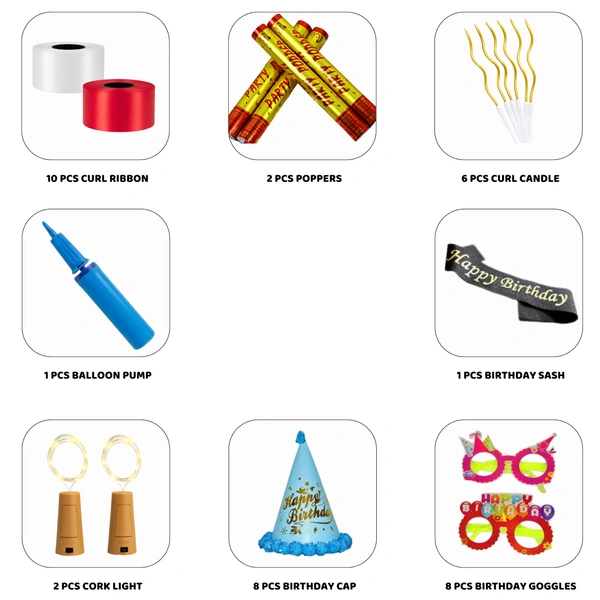 Little Decor Happy Birthday Decoration Kit – Red & Gold Theme (110 PCS) | Premium Party Decoration Combo