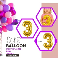 Little Decor 32-Inch Rose Gold Number 3 Foil Balloon - Turkish Rose