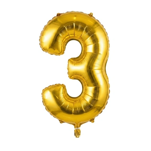 Little Decor 32-Inch Gold Number 3 Foil Balloon - Gold