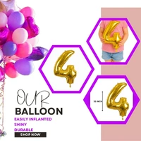 Little Decor 32-Inch Gold Number 4 Foil Balloon - Gold
