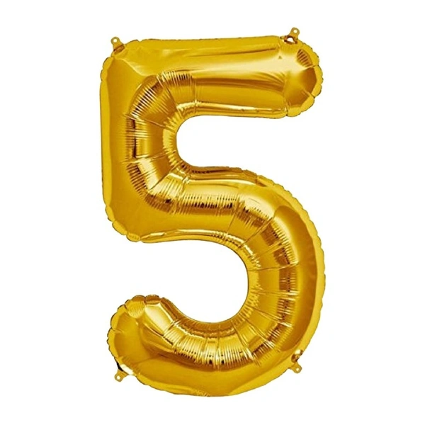 Little Decor 32-Inch Gold Number 5 Foil Balloon - Gold