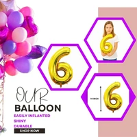 Little Decor 14 Inch Gold Number 6 Foil Balloon - Gold
