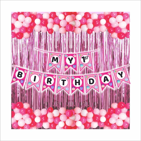 Little Decor My 1st Birthday Decoration Kit for Baby Girl