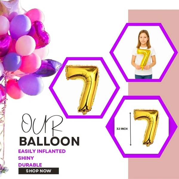 Little Decor 32-Inch Rose Gold Number 7 Foil Balloon - Turkish Rose