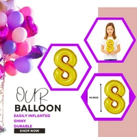 Little Decor 14 Inch Gold Number 8 Foil Balloon - Gold
