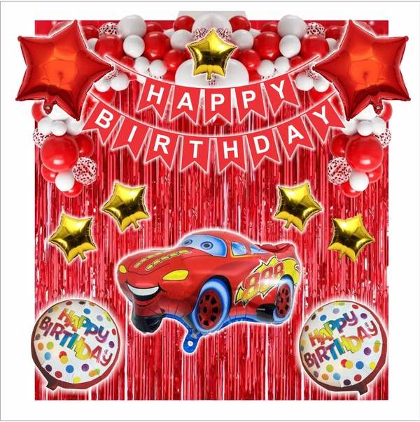 Little Decor Cars Theme Birthday Decoration Kit - Red