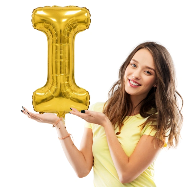 Little Decor 14 Inch Golden Letter “I” Foil Balloon