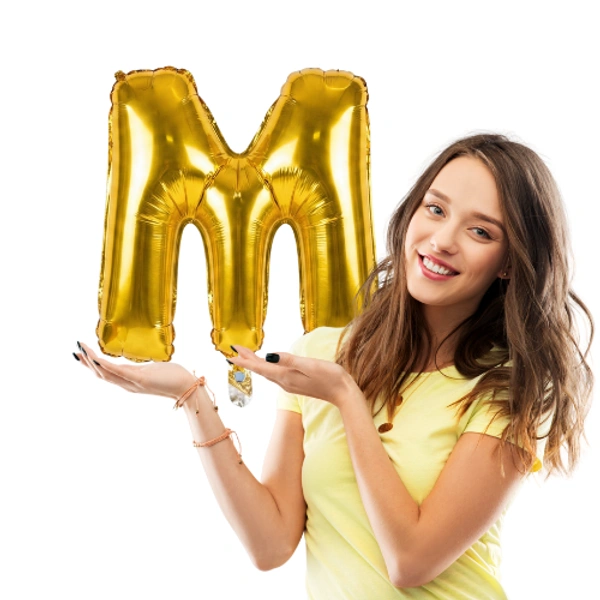 Little Decor 14 Inch Golden Letter “M” Foil Balloon